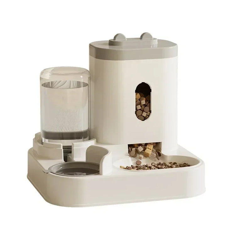 Automatic Feeder Cat Dog Bowl With Water Fountain grey Dish