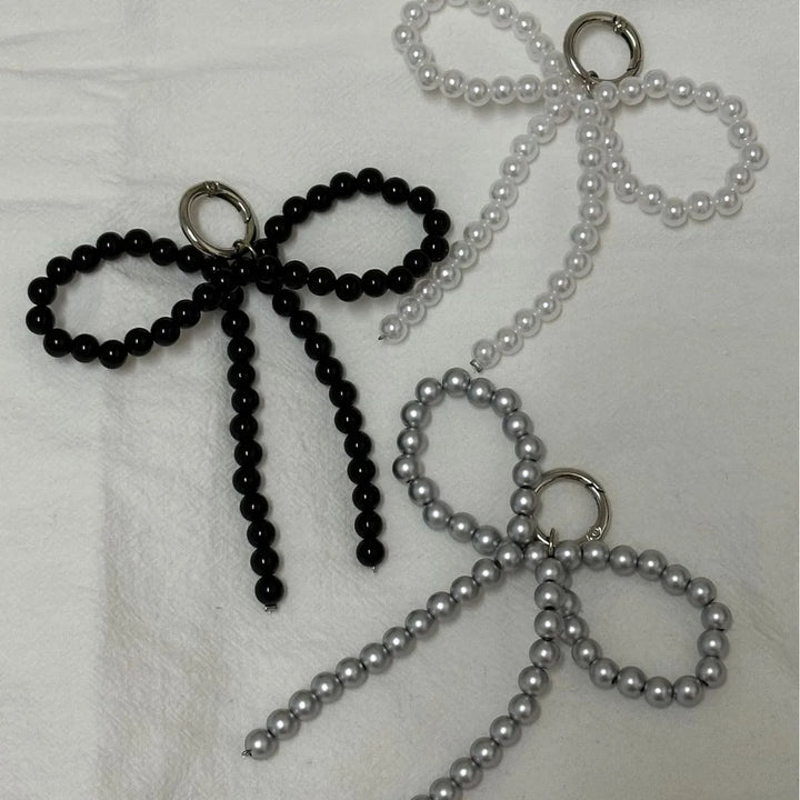 Beaded Pearl Bow Keychain Y2K Bag Charm Cute Gift Accessory