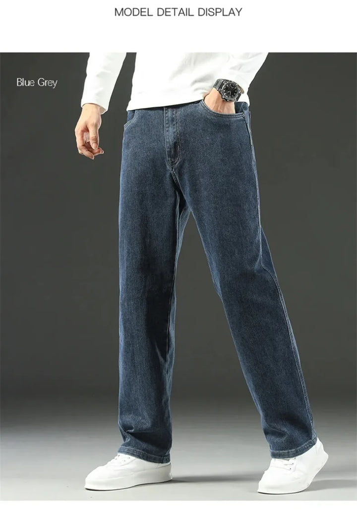 Stretchy Men’s Jeans - Wide Leg, Cotton, Business Casual