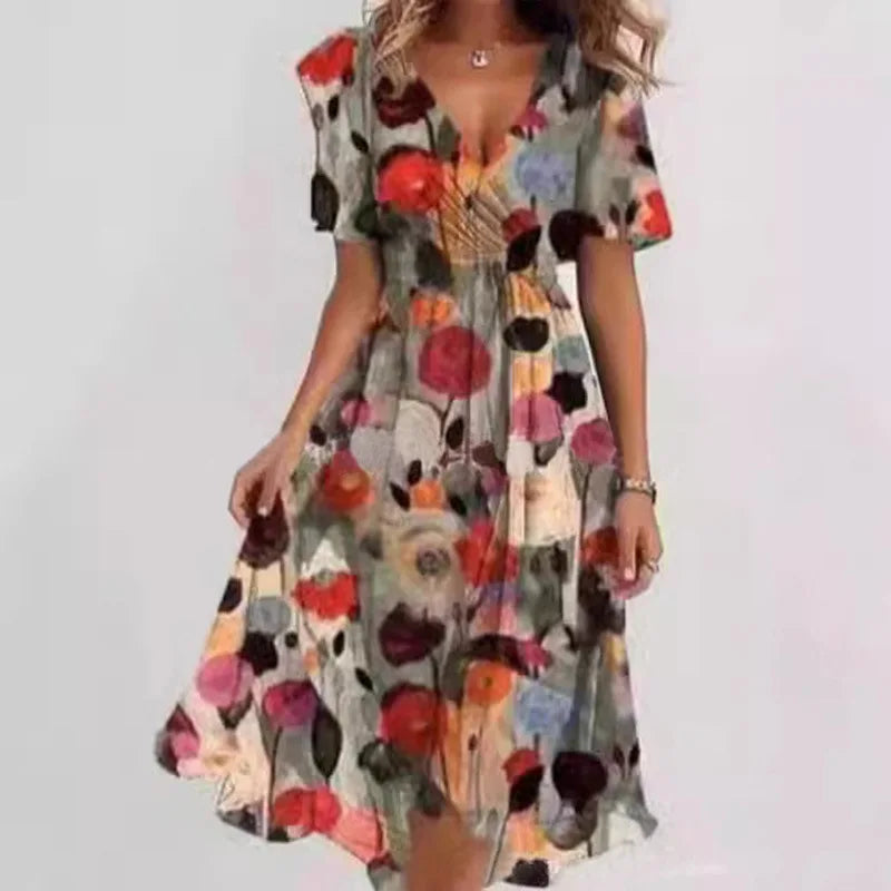 Sexy Deep V-neck Print Women&