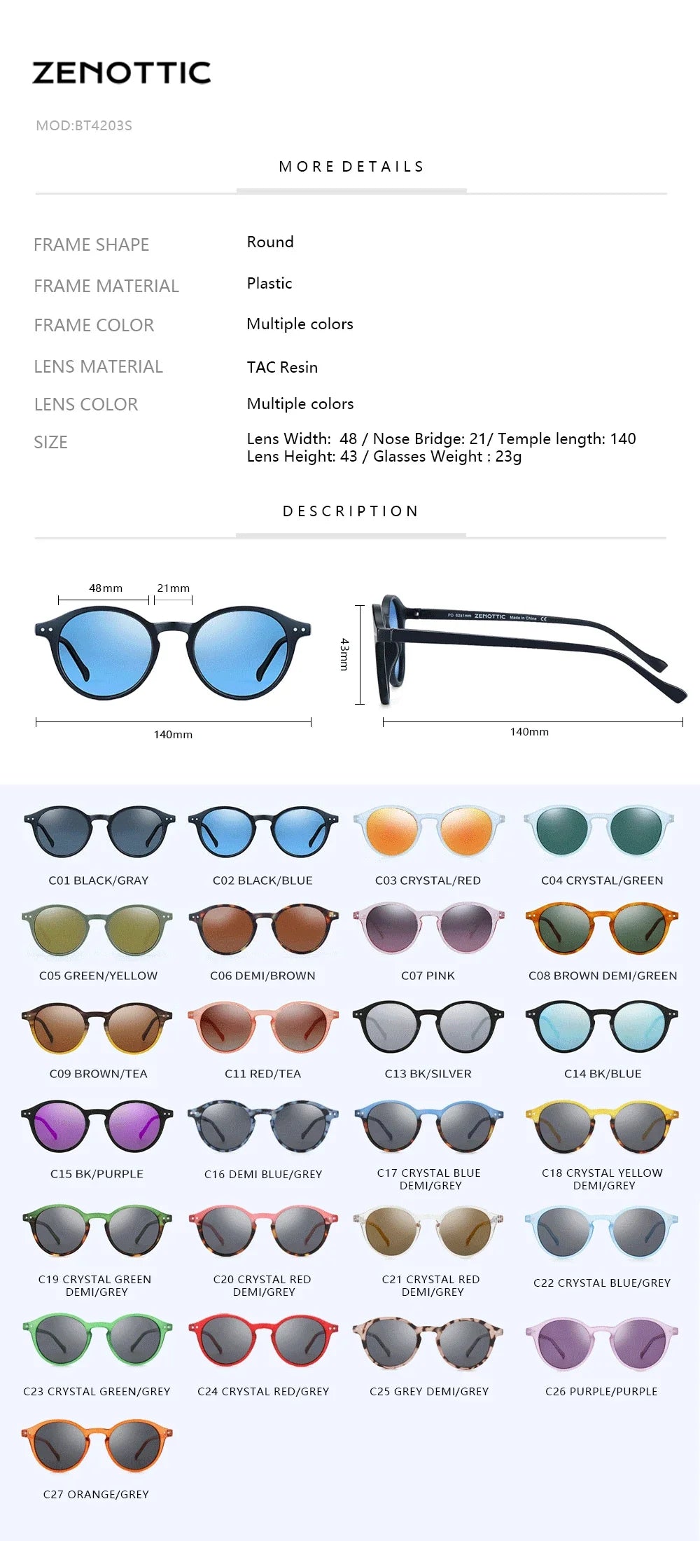 Polarized Sunglasses Round Retro Unisex Eyewear Summer 2026 Trend UV400 Protection