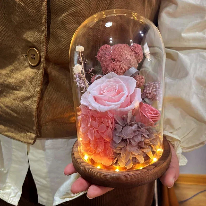 Eternal Preserved Rose Gift Box with Teddy Bear – A Thoughtful Valentine&