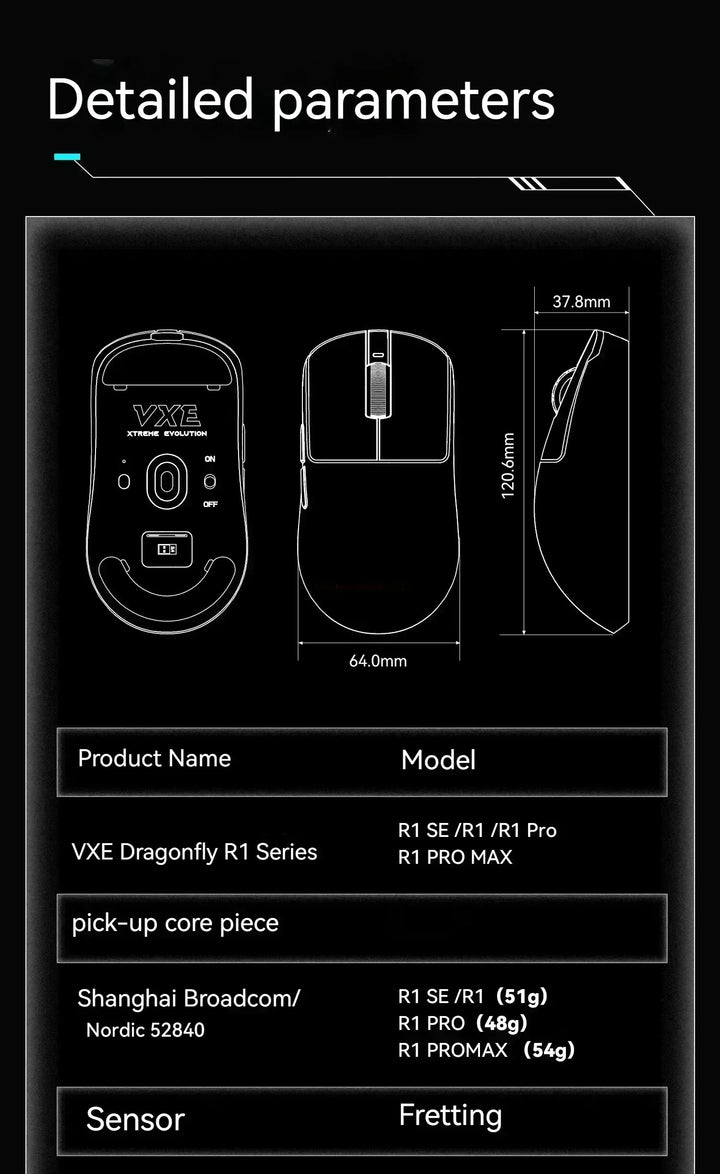 Gaming Mouse Wireless Lightweight Ambidextrous 26000 DPI