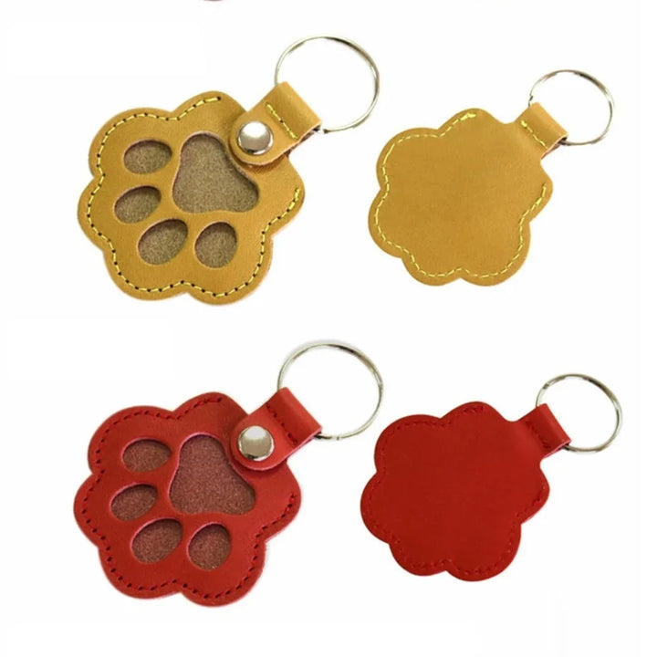Pet Hair Keychain Paw Pendant PU Leather Hair Holder