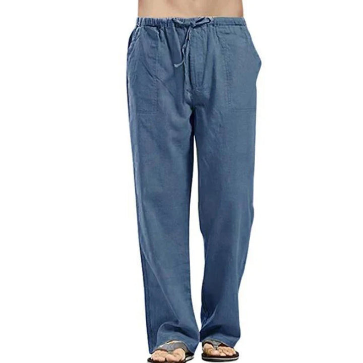 Solid Color Multi-Pocket Linen Men Pants - Casual Breathable Summer Trouser, Large Size