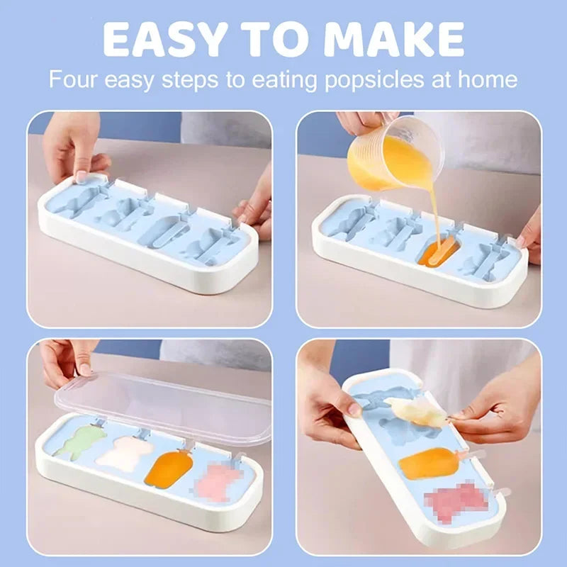 Silicone Mini Popsicle Molds Set for Kids, BPA Free Reusable Ice Pop Maker, Easy Release and Dishwasher Safe
