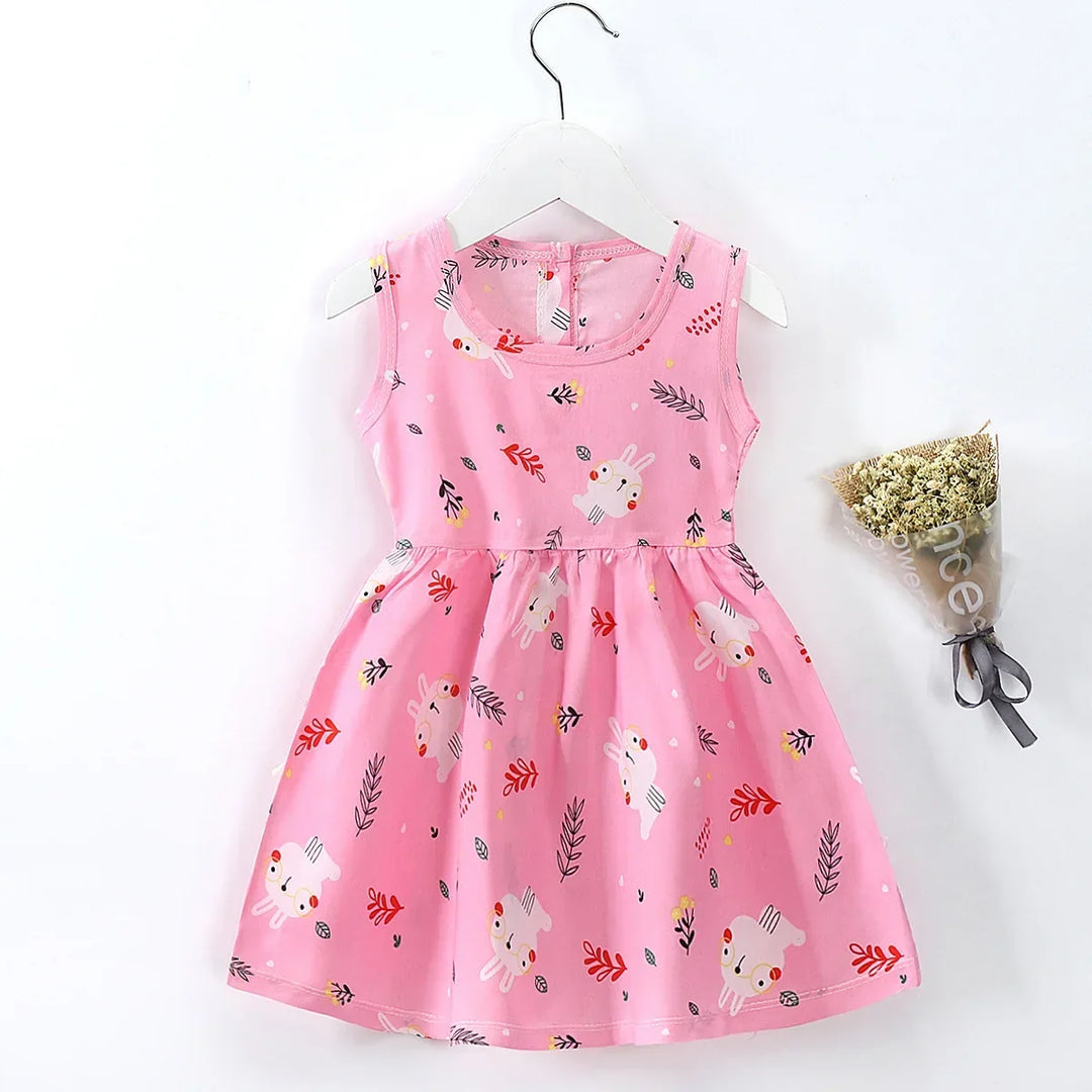 Soft girls’ dress - sleeveless a-line, assorted prints and patterns, cotton, for summer wear