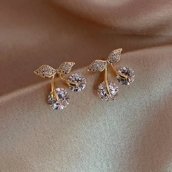Crystal Flower Earrings Pearl Drop Gold Tone – Korean Style Party Jewelry, Fall 2026 Gift Idea