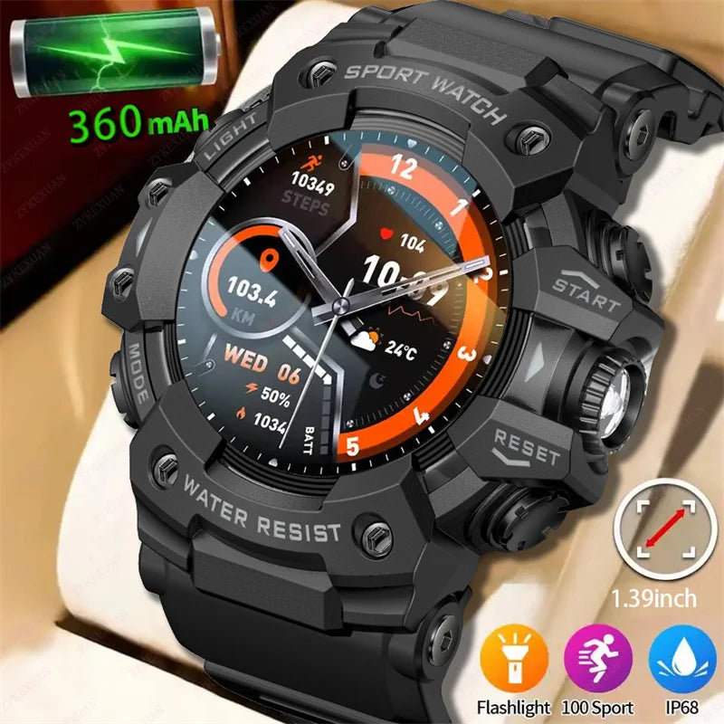 Smart Watch Rugged Outdoor Edition Fall 2025 Bluetooth Calls Waterproof IP68 Compass Flashlight SOS 1.39 Inch Display