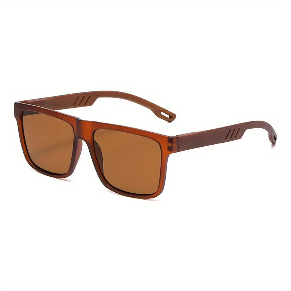 Sunglasses Square Frame Unisex Outdoor Eyewear UV400 Protection Summer 2026 Trend Wood Grain Hinges