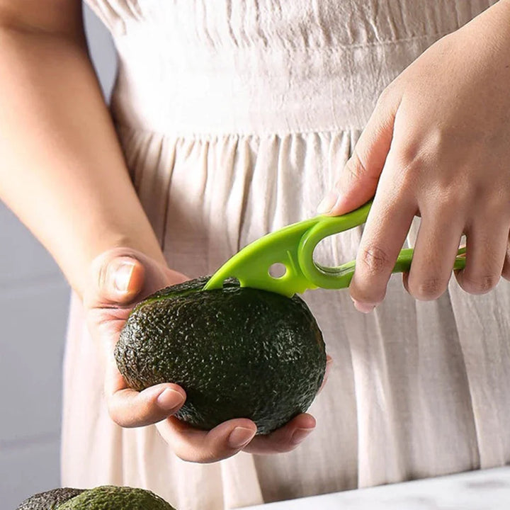 3 in 1 Avocado Slicer - Plastic Kitchen Tool, Easy Fruit Peeler and Pulp Separator
