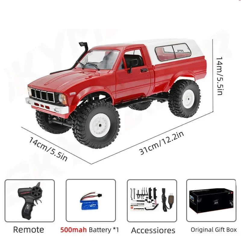 RC Car 1:16 Scale 4WD Rock Crawler Electric Off Road Buggy With LED Lights Gift For Kids 15-20 Min Run Time