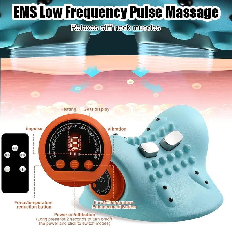 Electric Cervical Massager Neck Stretcher with Heating – Ergonomic Support Pillow