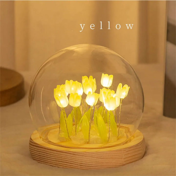 Handmade LED Tulip Flower Night Light - DIY Decorative Lamp for Bedroom, A Perfect Valentine&