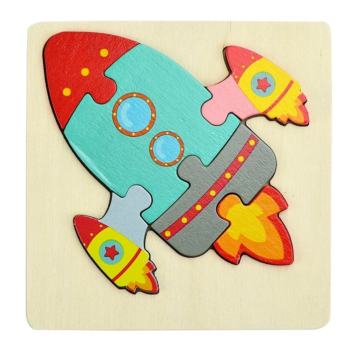 3D Wooden Animal and Vehicle Puzzle for Kids, Educational Montessori Toy for Cognitive Development and Fine Motor Skills