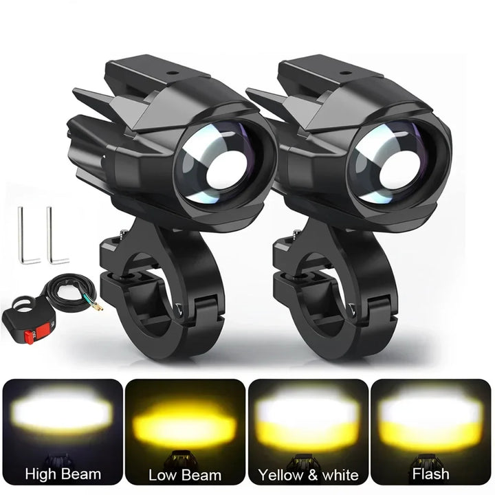 HAOLIDE LED Motorcycle Headlight 6000K – Auxiliary Fog Spot Light 3500K Strobe Off-Road Motorbike 2026