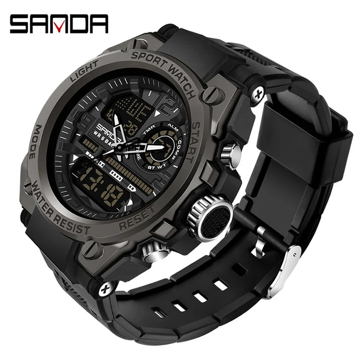 Digital Sports Watch Dual Display LED Military Style Rugged Watch Fall 2026 Water Resistant