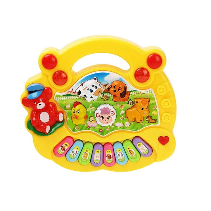 Farm Animals Kids Cartoon Piano Keyboard Game with Sounds, Flashing Light Music Educational Toy for Baby Gifts