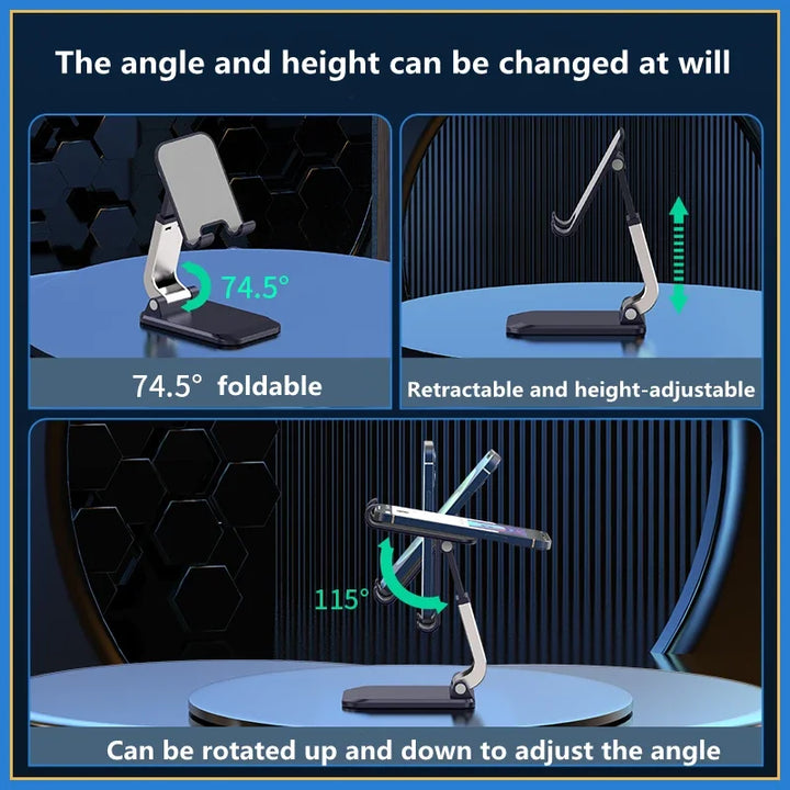 Foldable Aluminum Mobile Phone &amp; Tablet Stand - Ergonomic Desk Holder for iPad, iPhone, Adnroid Accessories
