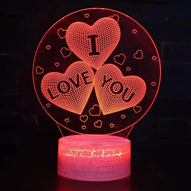 3D Illusion Heart Lamp - USB LED Night Light, An Ideal Valentine&