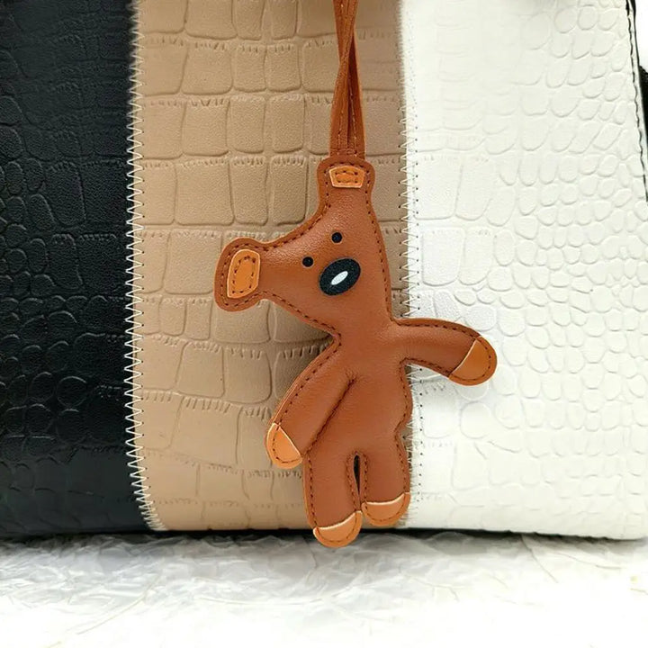 Bear Keychain PU Leather Mini Bag Charm Cute Gift Accessory
