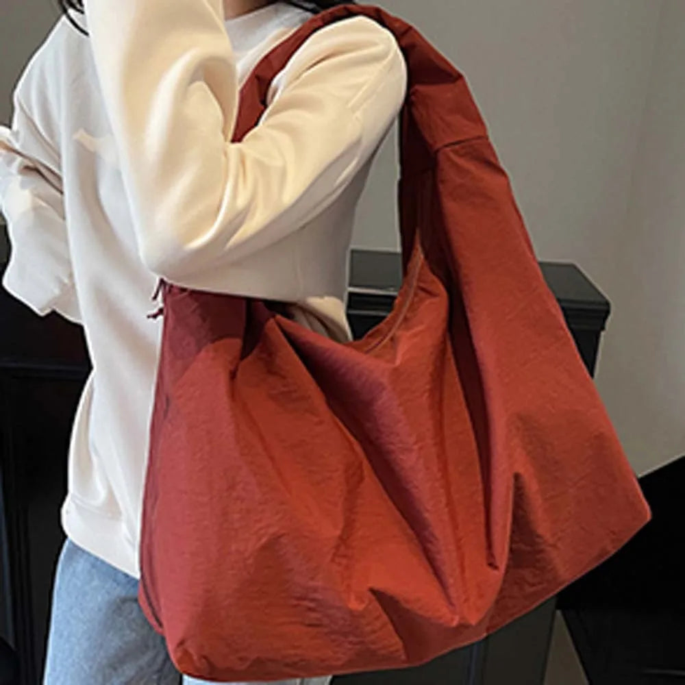 Lightweight Versatile Women Shoulder Bag - Slouchy Nylon