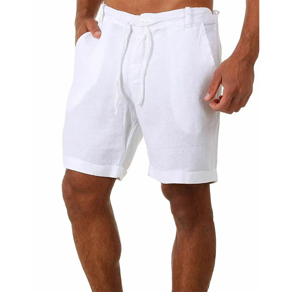 Lightweight Breathable Cotton Linen Summer Shorts for Men, Relaxed Fit Casual Beach Wear