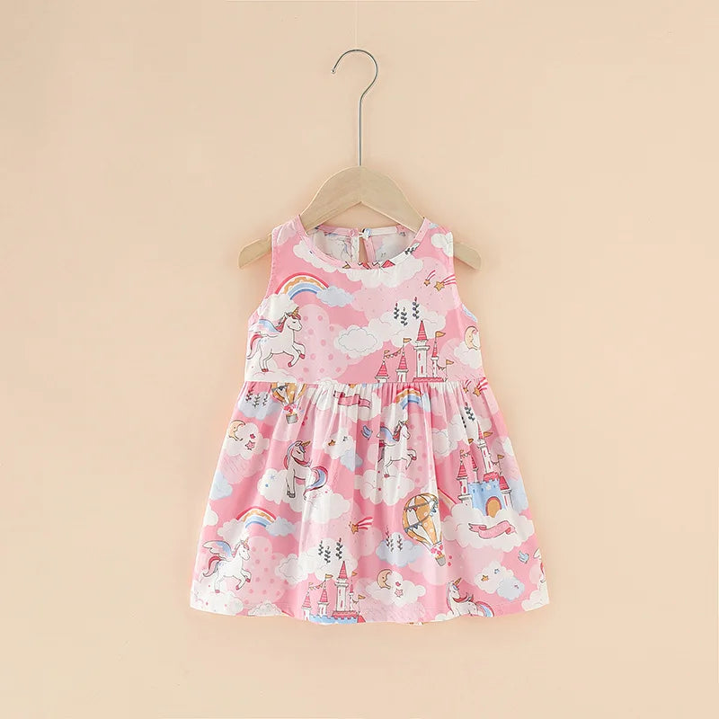 Soft girls’ dress - sleeveless a-line, assorted prints and patterns, cotton, for summer wear