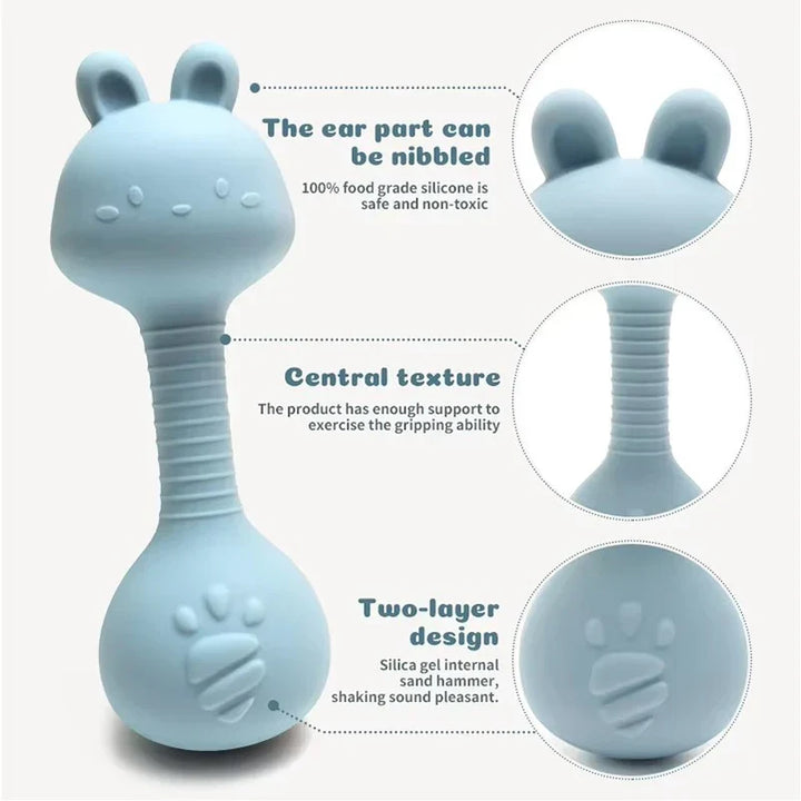 Silicone Rabbit Teether Rattle Newborn Sensory Toys