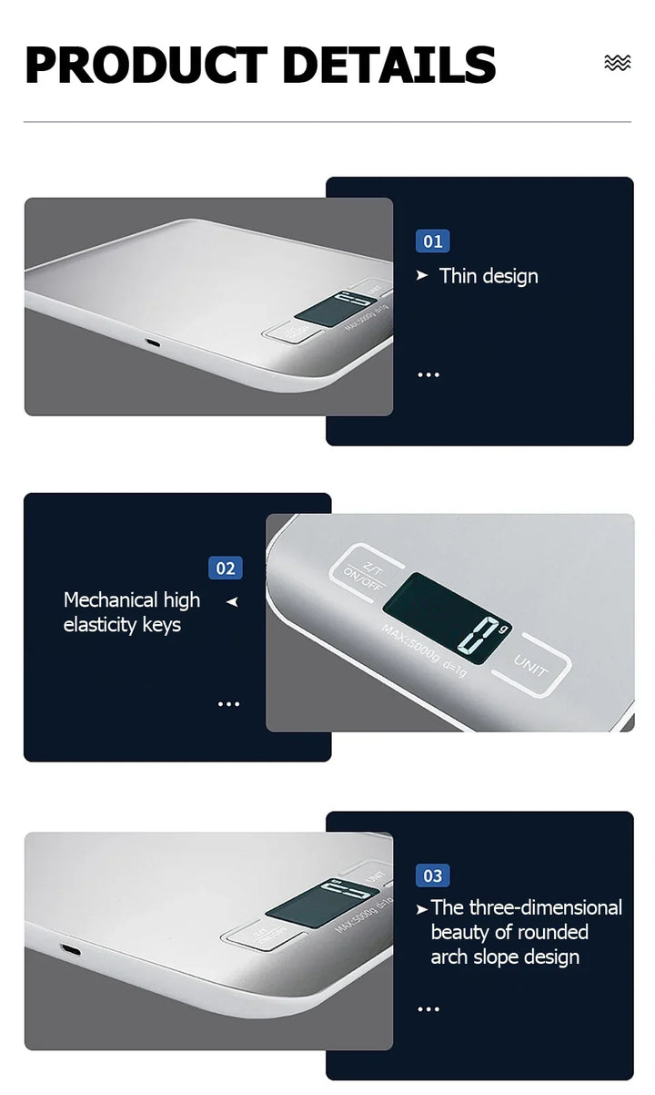Digital Kitchen Scale Stainless Steel LCD Baking Scale