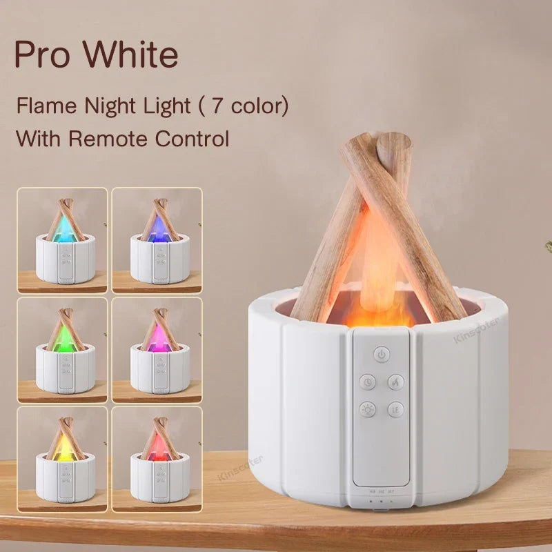 Simulated Flame Aroma Diffuser - Bonfire Air Humidifier, 280ml Ultrasonic Cool Mist Maker with LED Night Light