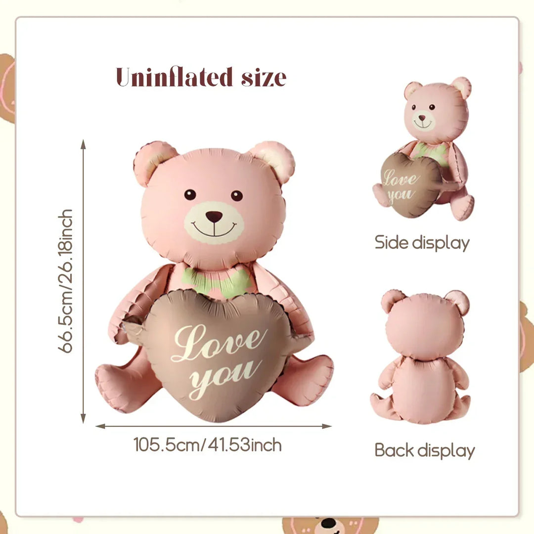 3D Bear Balloon Foil Lying Cartoon Heart Design Birthday Party And Valentine Decor 2026 Gift