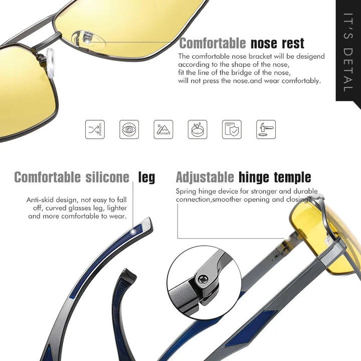 Photochromic Sunglasses Polarized Aviator UV400 Driving Glasses Night Vision Anti-Glare Fall 2026 Trend