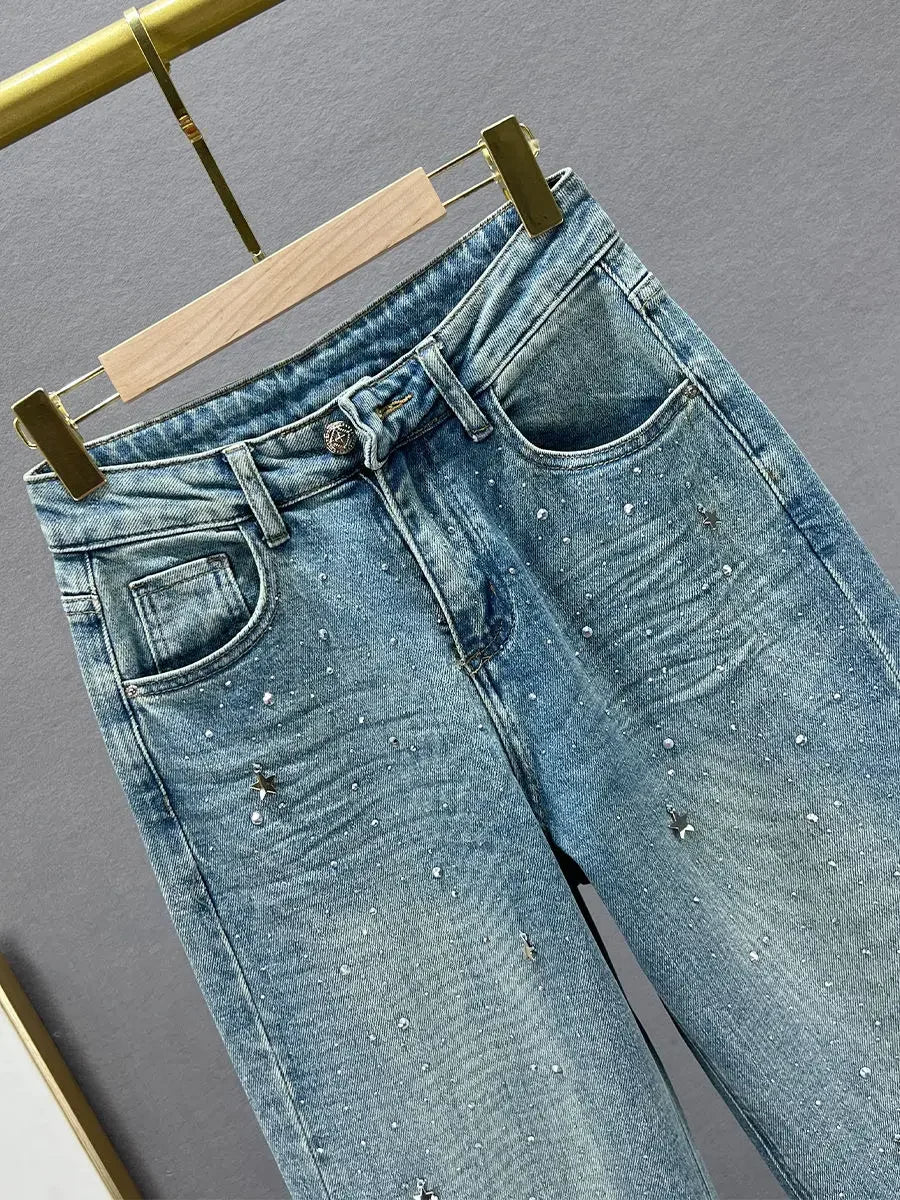 Loose Fit Casual Pants for Women in Blue, Breathable Cotton Polyester, Everyday Comfort Trousers