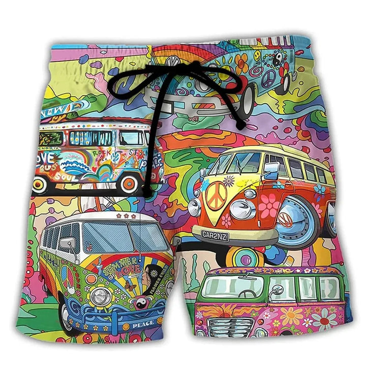 Trendy Swim Shorts for Men with Graffiti Print, Lightweight Quick-Drying Fabric, Adjustable Fit, Perfect for Summer Activities