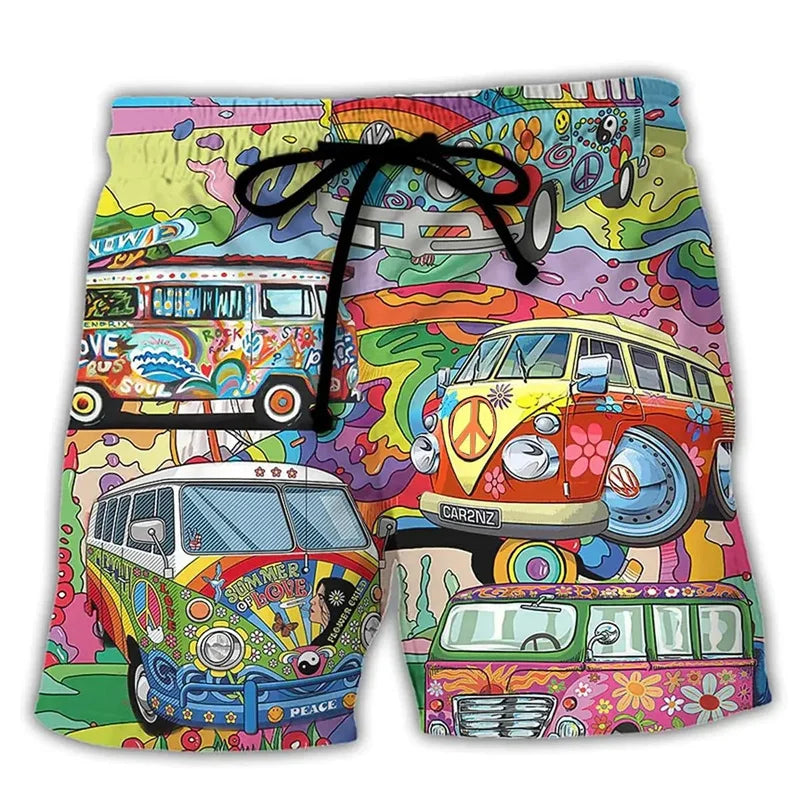 Trendy Swim Shorts for Men with Graffiti Print, Lightweight Quick-Drying Fabric, Adjustable Fit, Perfect for Summer Activities