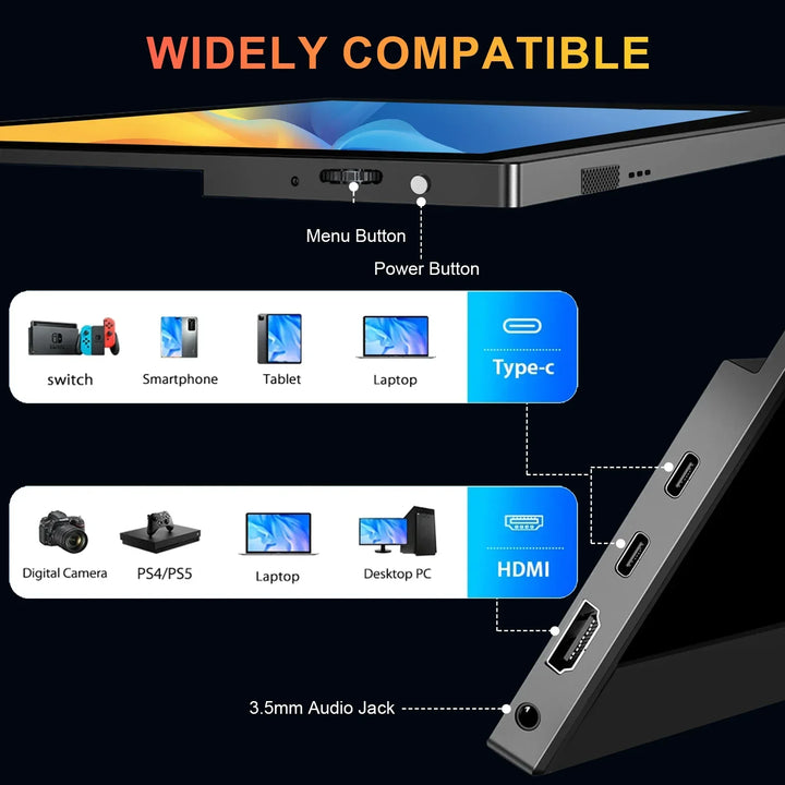 Portable 15.6 Inch FHD IPS Gaming Monitor 3ms Speaker