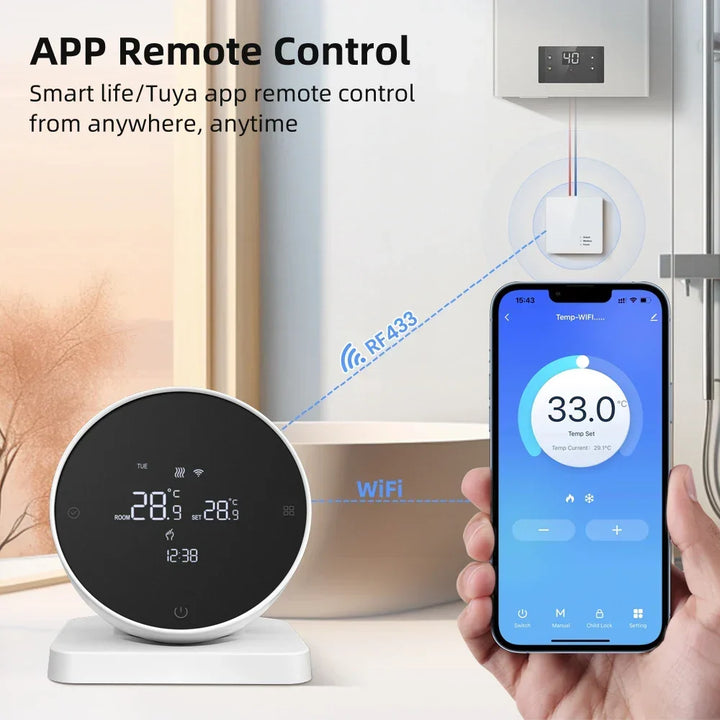 Smart Thermostat WiFi Temperature Controller for Water and Gas Boilers Two Piece Voice Assistant Compatible Fall 2025
