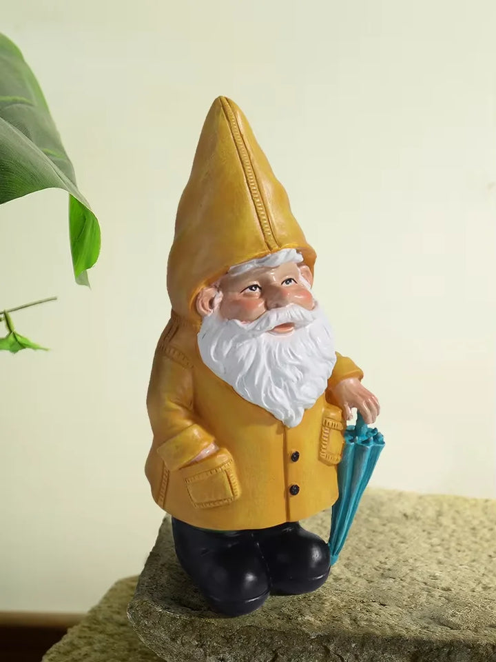 Garden Gnome Statue With Yellow Umbrella Outdoor Lawn Decor Resin Weatherproof Yard Ornament Fall 2026