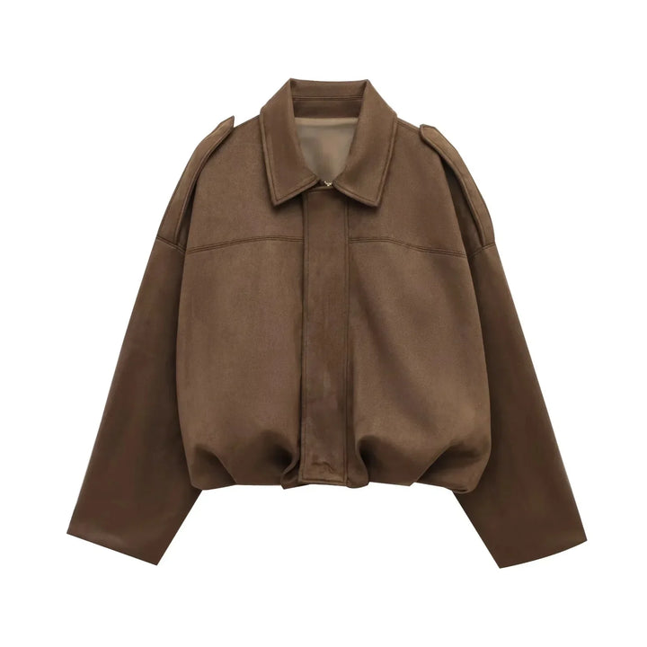 Oversized Women’s Bomber Jacket - Boxy, Velvet, Autumn
