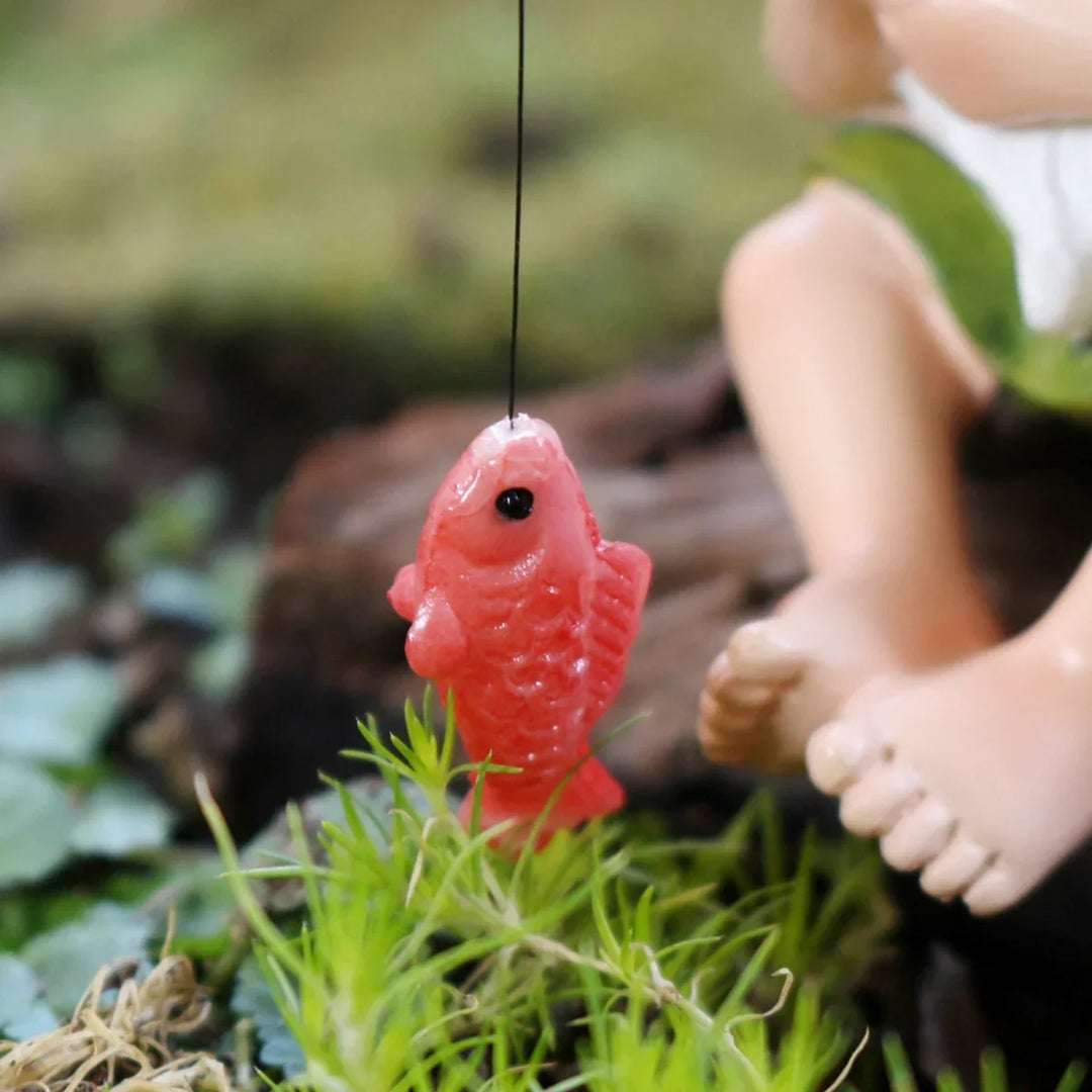 Garden Gnome Fishing Statue Resin Outdoor Ornament Saint Patrick&