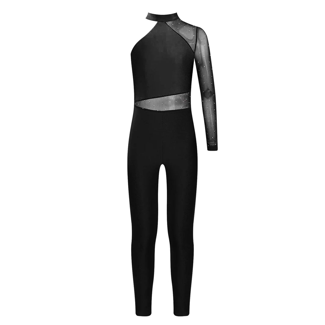 Stretchy Girls Unitard – Long Sleeve, Snakeskin, Polyester, Nylon, Elastane, For Ballet, Rhythmic Gymnastics
