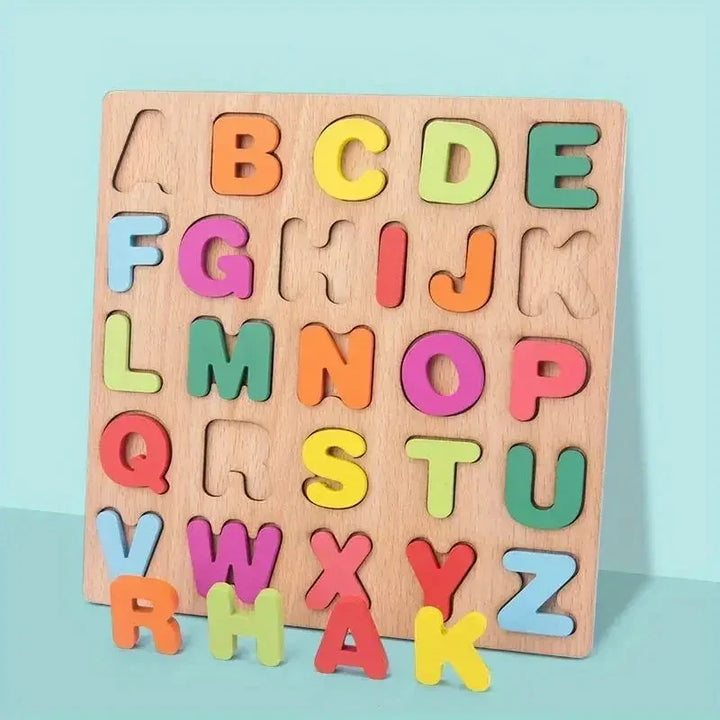 colourful Wooden Alphabet Number Puzzle for Kids Educational Game