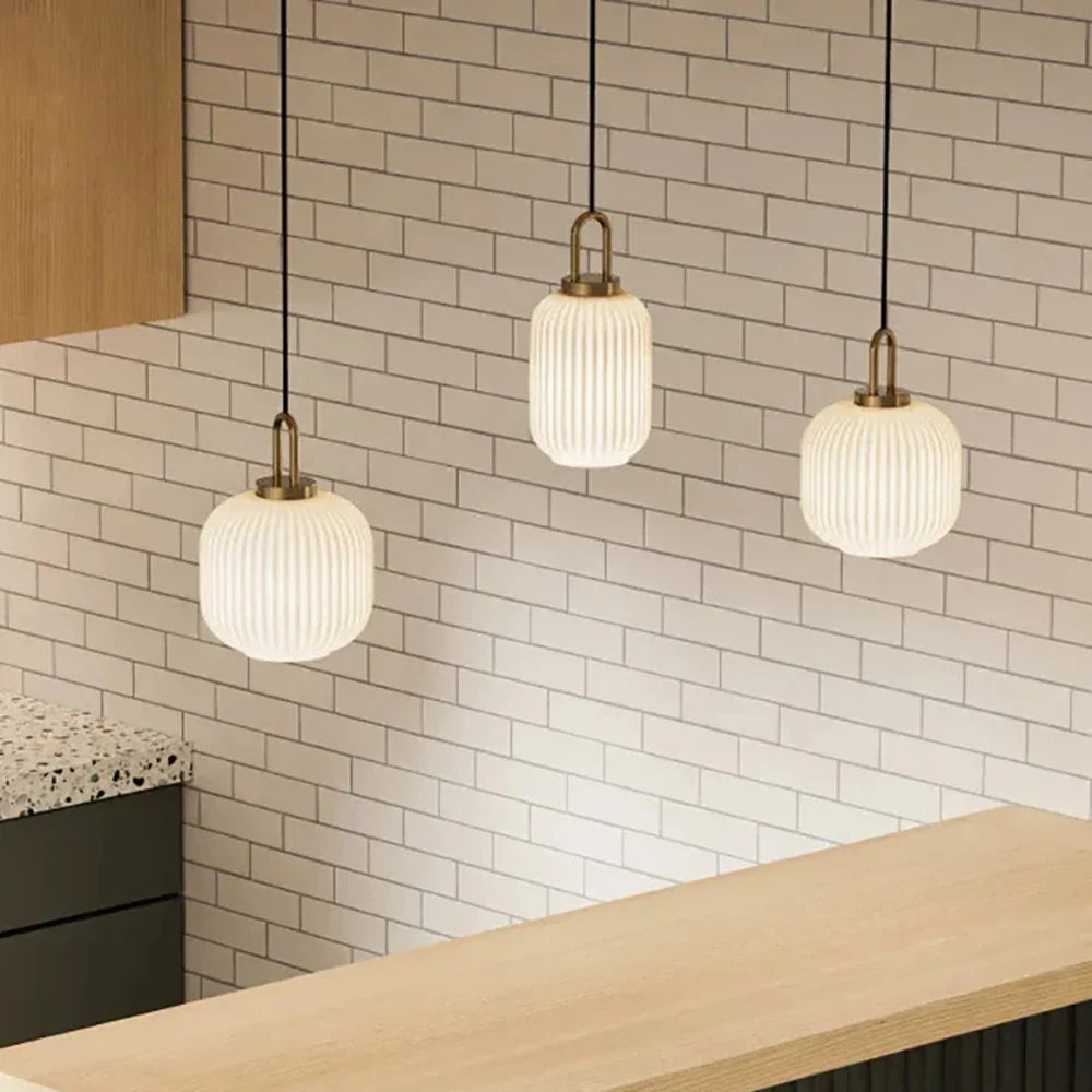 Japandi Glass Pendant Light Japanese Nordic Hanging Lamp Warm