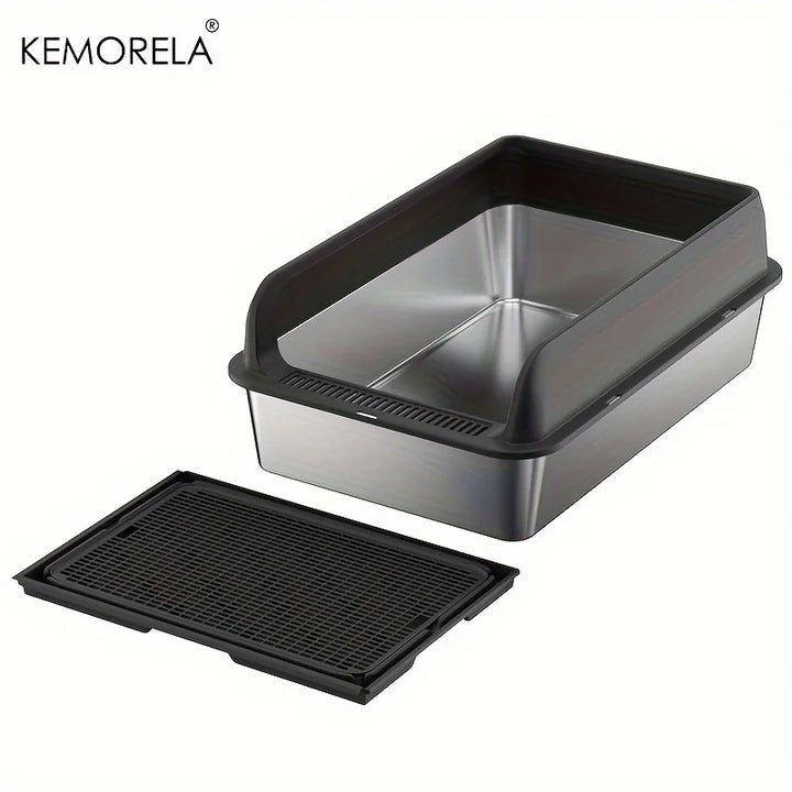 KEMORELA Extra Large Stainless Steel Cat Litter Box – Semi-Enclosed Leak-Proof High-Sided with Mat 2026