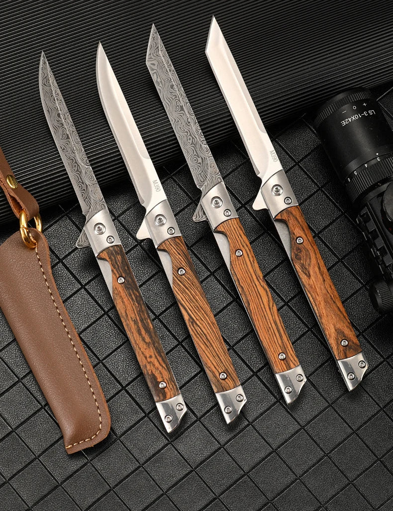 Damascus Pattern Folding Pocket Knife Stainless Steel – Outdoor Camping Multi-Purpose EDC 2026