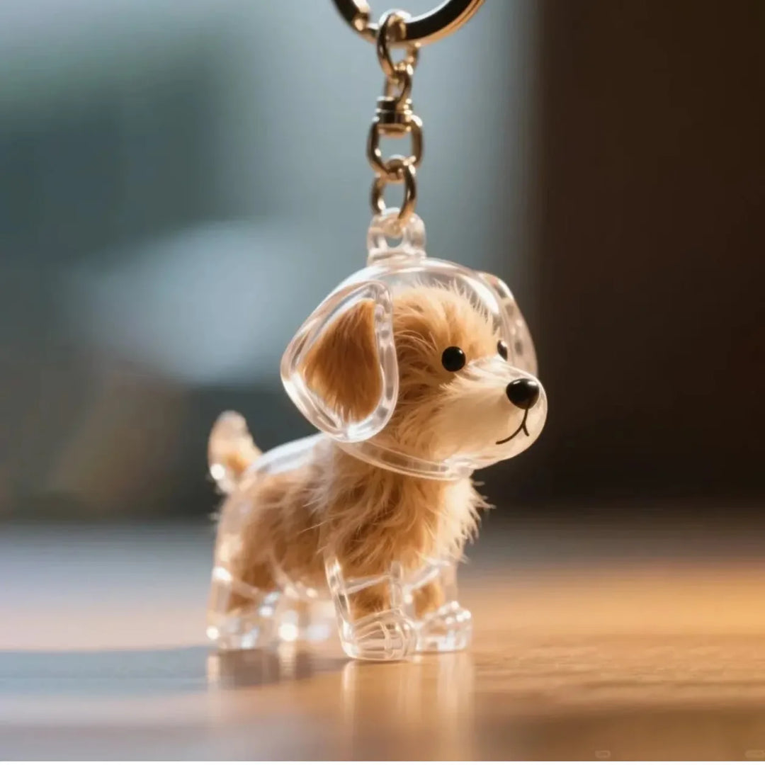 Dog Hair Keepsake Keychain Pendant Clear Resin Charm