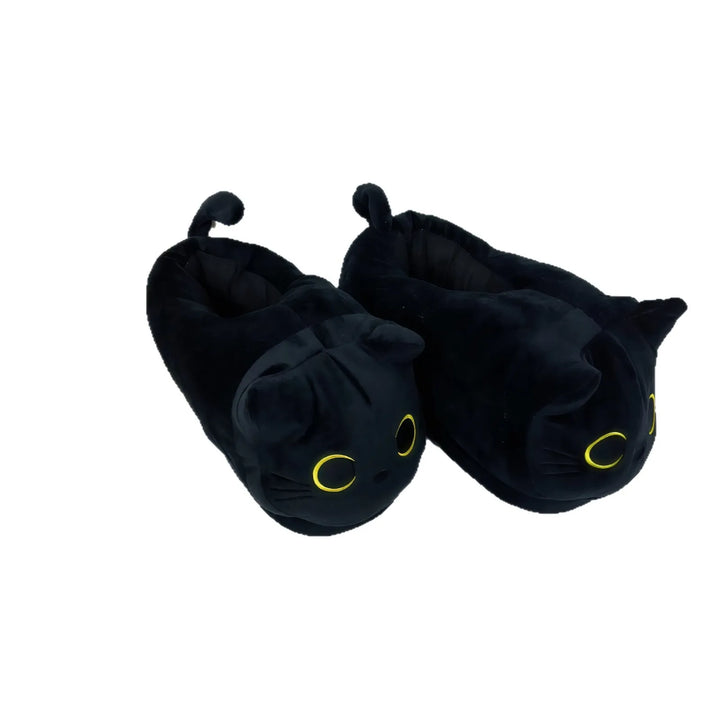 Soft Cozy Unisex Slippers - Siamese Cat Plush Cartoon Design, Canvas, Indoor Use