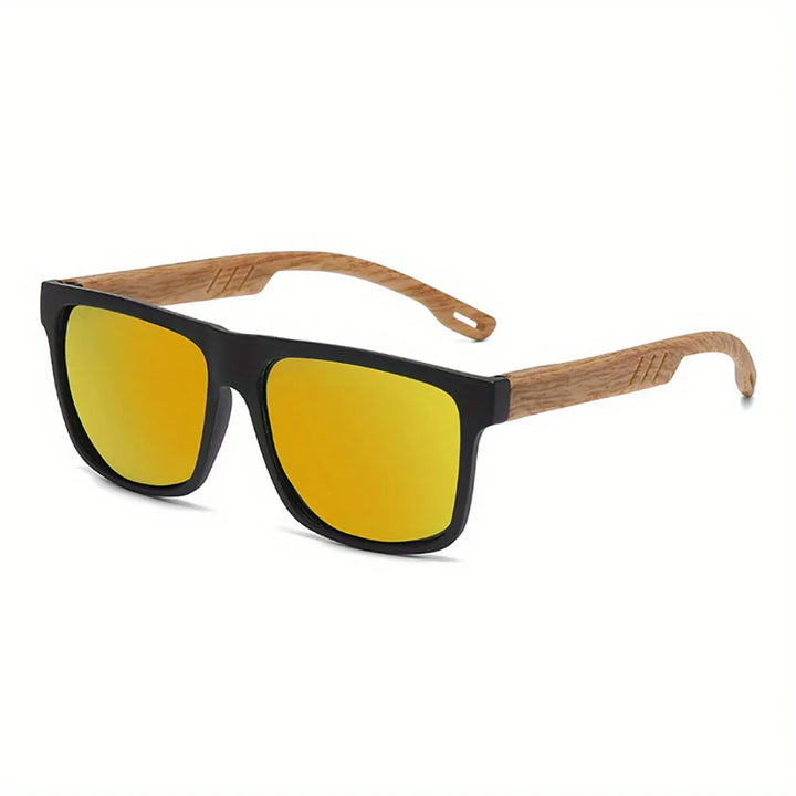 Sunglasses Square Frame Unisex Outdoor Eyewear UV400 Protection Summer 2026 Trend Wood Grain Hinges