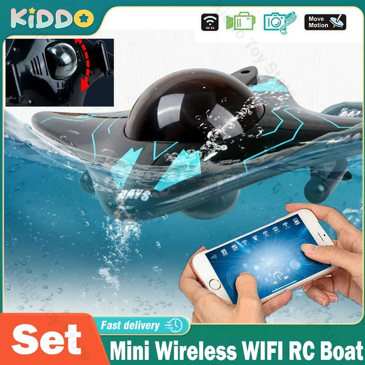 WiFi Mini RC Speedboat with Underwater Camera - Real-Time Transmission, 15m Range, Perfect for Kids&